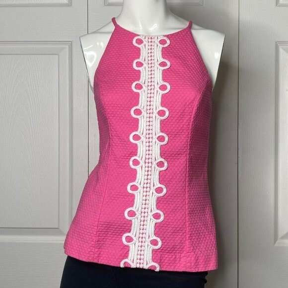 LILLY PULITZER Hot Pink Annabelle Top Sz 2 EUC! - Picture 1 of 14